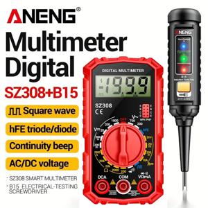 ANENG SZ308 1999 카운팅 멀티미터+B15 측정 펜 제로 와이어 식별 AC/DC 전압/전류 저항 측정 키트