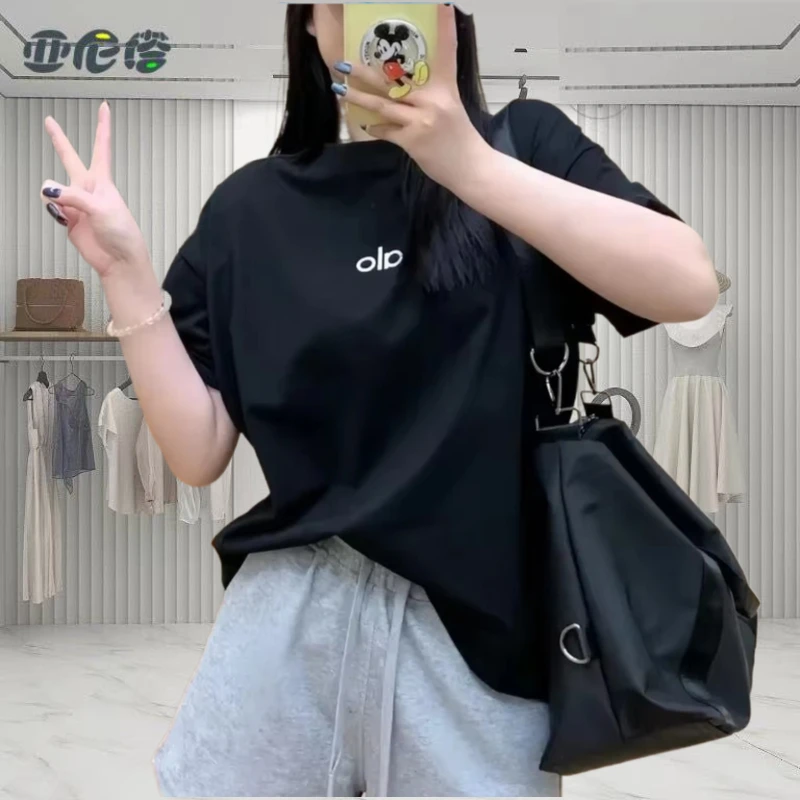 2025 신상 레터 프린팅 반팔 여성 티셔츠 트렌디하고 세련된 캐주얼 만능 반팔 의류 헤비 소프트