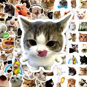 10/50/100pcs 재미 있은 고양이 밈 만화 스티커 방수 DIY 노트북 물병 전화 귀여운 동물 데칼 장난감 선물