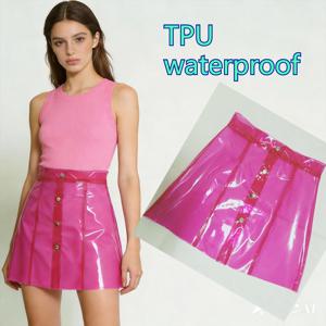 새로운 TPU 투명 플라스틱 데님 스커트 여성 하이웨이스트 슬림핏 바디콘 A라인 미니스커트 한국 패션 캐주얼 데일리 스트리트웨어
