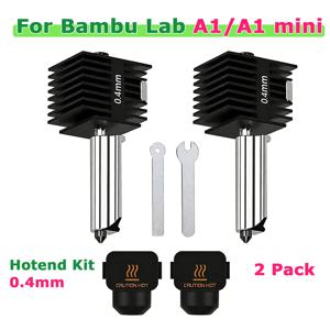 2팩 A1 미니/A1 핫엔드 키트, 0.4mm 강화강 노즐, Bambu Lab 3D 프린터용 고온 압출기 교체품