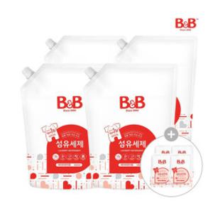 비앤비 아기 세탁세제 (베이비파우더) 1500ml 리필 x 4개 (+ 유연제 50ml x 4개 증정)