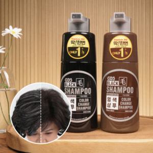 딱한번 염색샴푸 프리미엄 300 흑갈색2통/ 특허인증 새치 흰머리 저자극 두피케어