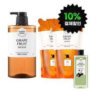 (10%결제할인) 해피바스 오리지널컬렉션 자몽바디워시 910g 1입 + 리필팩 500g 2개 +해피바스 바디워시 180g