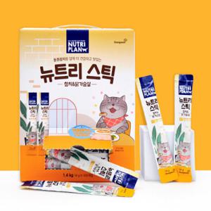 (2개사면2천원추가할인)동원 뉴트리플랜 뉴트리스틱 참치와 닭가슴살 14g x 100p 츄르 고양이간식 습식