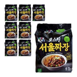풀무원 로스팅 서울짜장 396g 1봉지 (4개입) x 8개 한박스 자연 건면 라면