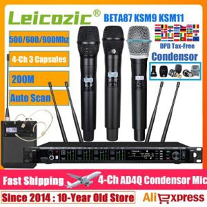 Leicozic AD4Q 4 채널 무선 마이크 전문 무대 Condsensor KSM11 KSM9 BETA87A 캡슐 500/600/900Mhz