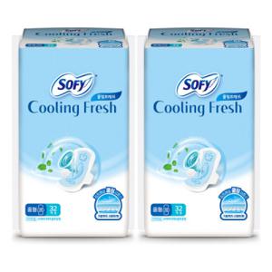쏘피 쿨링프레쉬 날개형 생리대 중형 32P x 2개