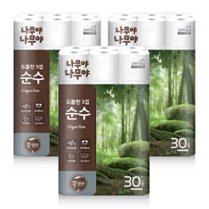나무야나무야 도톰한3겹순수 화장지 27Mx30롤 3팩