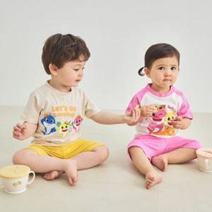 (베이비앤아이_보리)아기상어 2024 유아동 캐릭터 반팔 내의 남아 여아 상하세트_P363083078