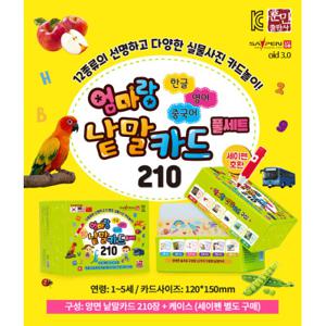 엄마랑 낱말카드 한글.영어 아기 단어 플래시카드 세트 210장