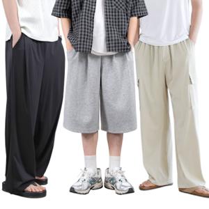 남성 SALE 트레이닝팬츠 M~4XL 버뮤다 반바지 탄탄 이중지/린넨/아이스 와이드 카고 조거 츄리닝 아웃도어