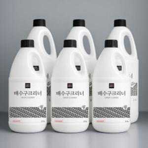 강력한 배수구 클리너 2.1L x 6개 /씽크대 화장실 배수관 막힘 역류 악취 해결