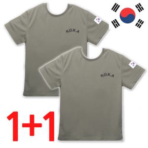 국산 카키 로카티 1+1 ROKA 코리아아미 군인 반팔티 학교반티 태극기 아미 국방색