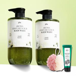 (1+1) 플루 아로마 퍼퓸 스크럽 바디워시 1000ml +스크럽 30g+샤워볼 / 구매시 바디스크럽 본품 5900원