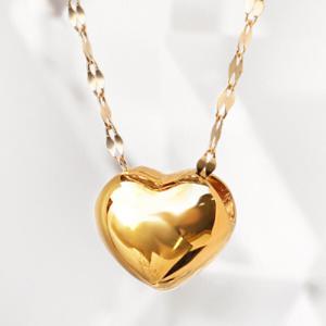 24K 순금 99.9 데일리 하트 통통 오스카 금 목걸이(14K/18K 체인) :실반지 증정