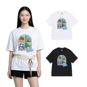 [무료교환반품][택가 59,000원] 내셔널지오그래픽 N262UTS906 윈도우 그래픽 세미오버핏 반팔 티셔츠 2종택1