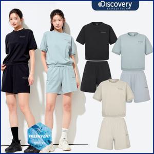 [백화점]디스커버리 25SS 이월할인 프레시벤트 워시드 여성 반팔반바지세트 DWTR94053,DWTB94053