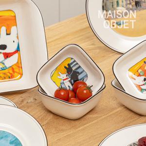 가스파드와 리사 도자기 사각찬기 소