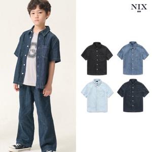 [NIXKIDS]유니) 린넨데님 BK톤/D톤 RAW M톤/L톤 워싱 오버핏 반팔 셔켓 (LKTMCJV792M)