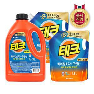 [빠른배송] 테크 (총 6.6L) 베이킹소다+구연산 3L+리필1.8L*2 겸용
