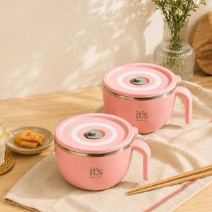 키친아트 라팔 스테인레스 핸들 라면기 2P 컵밥 컵라면용기