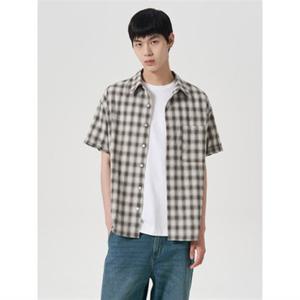 에잇세컨즈 454765HQCH 남 여성셔츠 썸머 체크 반팔 셔츠 카키 4297583