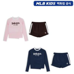 [백화점]MLB키즈 걸즈 스트릿 배색 래쉬가드 쇼츠 세트 7FSWB0963