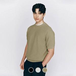 [백화점][지오다노] 남자 라운드넥 코튼/폴리 스티치 반팔 니트티 055527