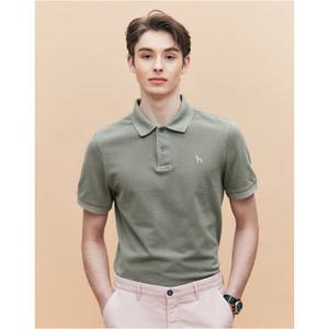 헤지스 남성 25SS GARMENT DYE 카키 반팔 피케 티셔츠 HZTS5B405K2
