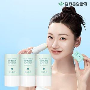 [김정문알로에] 큐어 알로에 쉴드 쿨링 선스틱 23g 3개 (온가족용)