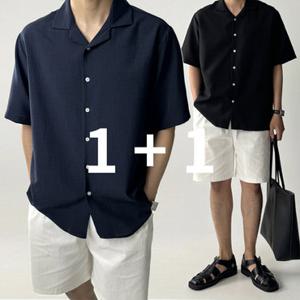 오엔엘 / 1 + 1 오픈카라 남자린넨셔츠 반팔와이셔츠 링클프리 흰