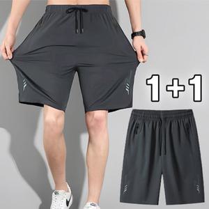[2개세트] 빅사이즈 남성 아이스 쿨링 반바지 추리닝 팬츠 (3color)