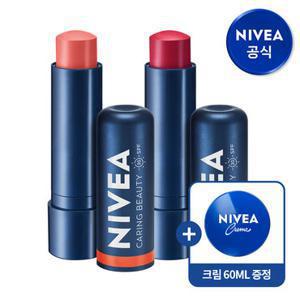 니베아 케어 앤 컬러 립밤 4.8G 1개 (딥레드/크림코랄 중 택1) (+ 니베아 크림 60ml 증정)