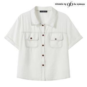 [나인식스뉴욕] 데일리 베이직 라인 배색 반팔 셔츠 (NQ2BA056L0)