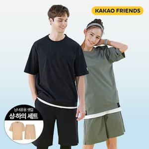[SET] 카카오프렌즈 프리미엄 와샤 냉감 하프 셋업