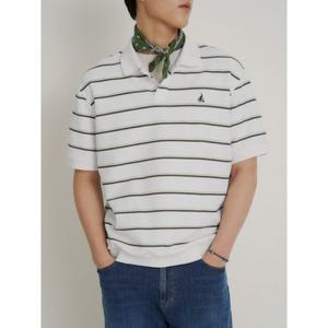 SS SEASON OFF[빈폴멘] 칼라넥 스트라이프 미니와플 반소매 티셔츠  라이트 그린 (BC6342C35L)