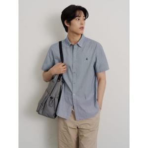 [26SS 30% OFF][빈폴멘] 시어서커 마이크로 깅엄 반소매 셔츠 - 네이비 (BC6465C42R)