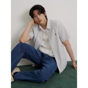 [26SS 30% OFF][빈폴멘] 시어서커 스트라이프 반소매 셔츠  애쉬 (BC6465C434)