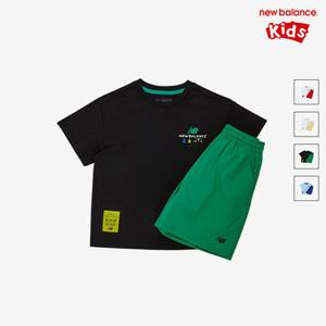 [백화점][뉴발란스키즈] NK9YG2504U(40) 그린 Run Festival) 쿨터치 반팔 티셔츠 우븐 스트레치 팬츠 셋업 NK9YG2504U