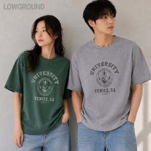 LOWGRD 피그먼트 반팔티 유니버시티 반팔티셔츠 빅사이즈 M~4XL 남녀공용