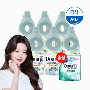 [최종가 31,870원] 다우니 5성급 호텔컬렉션 화이트티 1Lx6 초고농축 섬유유연제 본품 + 200ml 유연제 2개 증정