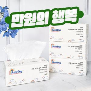 [9일 만원의 행복특가]스웰데이 210 팝업 미용티슈 8개 (210매 4개입 X 2팩)