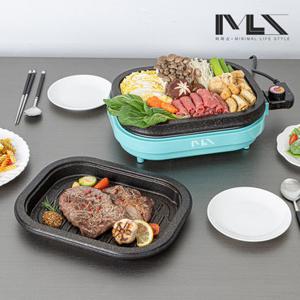 미라스 국내생산 미니 분리형 전기그릴 멀티 고기 전골 팬 KM-2025 불판 2개