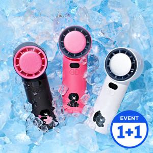 카카오프렌즈 [1+1세트] 카카오프렌즈 급속냉각 블랙춘 100단터보 휴대용 냉각 선풍기 무선 핸디 저소음 손선풍기