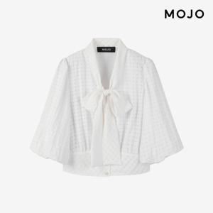 [모조에스핀] 볼륨소매 리본 화이트 블라우스 J262XSC011 J262XSC011