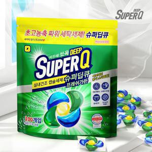 슈퍼딥큐 5in1 프레쉬가든 100개입 캡슐세제 대용량 고농축 실내건조 드럼 일반 겸용 세제