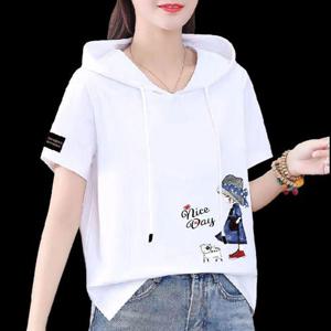 애니레터 후드 반팔티 프린팅 여름 티셔츠 (WFHBR4M)