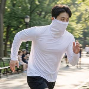 [파라고나] 남성 프리미엄 냉감 마스크 일체형 쿨링 티셔츠 A26T210