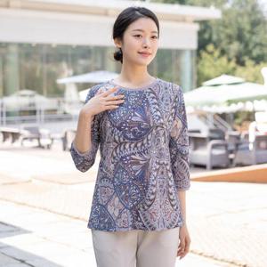 [모슬린]엄마옷 공작 라운드 7부 티셔츠 614FGH097 마담/중년여성/빅사이즈/50대/60대
